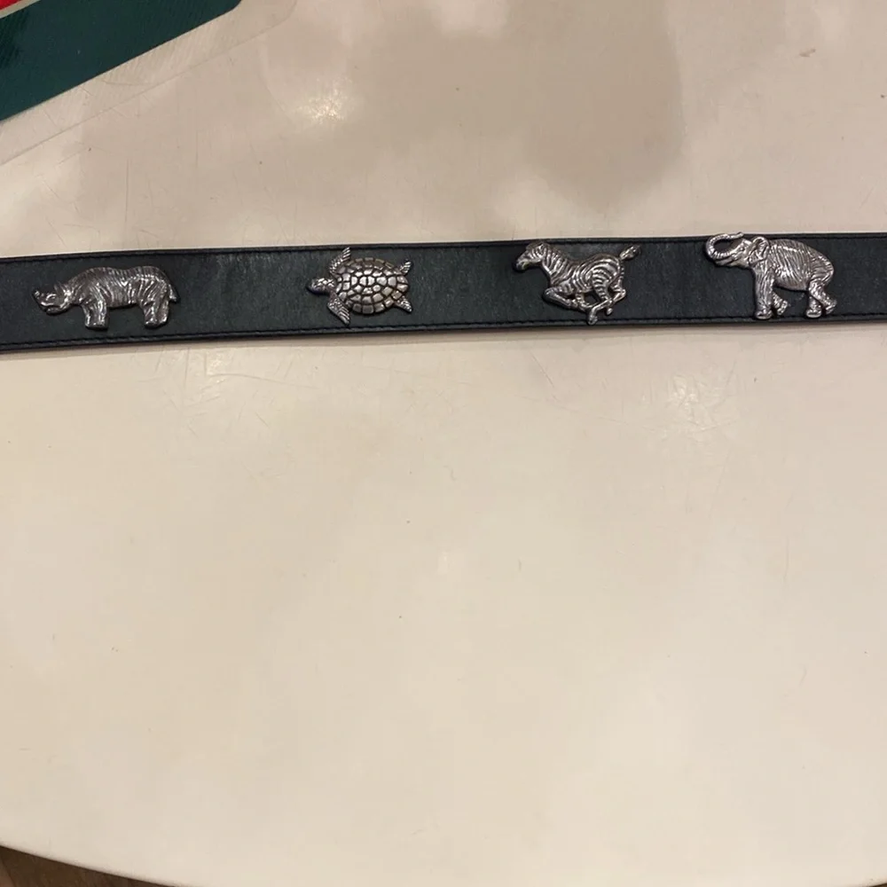 Vintage Animal Belt Turtle Elephant Lion Zebra Tiger Silver Buckle Novelty‎ 90s - Picture 3 of 5